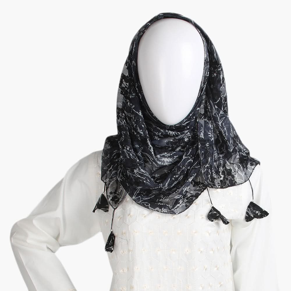 Women's Printed Scarf - Black, Women Shawls & Scarves, Chase Value, Chase Value