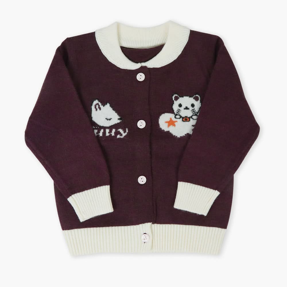 Newborn Girls Sweater - Dark Purple, Newborn Girls Winterwear, Chase Value, Chase Value