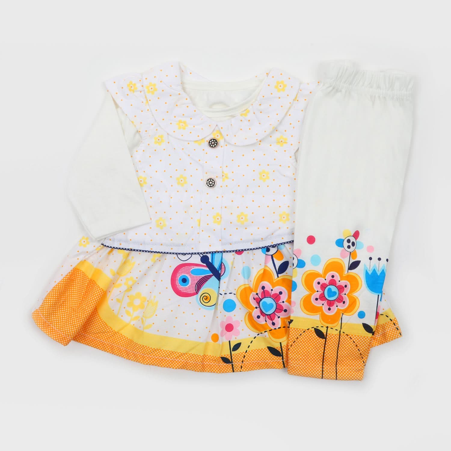 Newborn Girls Full Sleeves Suit - Yellow, Newborn Girls Sets & Suits, Chase Value, Chase Value