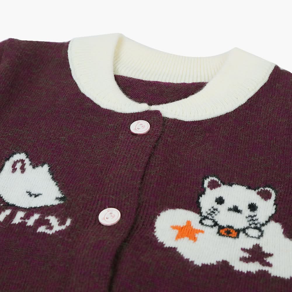 Newborn Girls Sweater - Dark Purple, Newborn Girls Winterwear, Chase Value, Chase Value