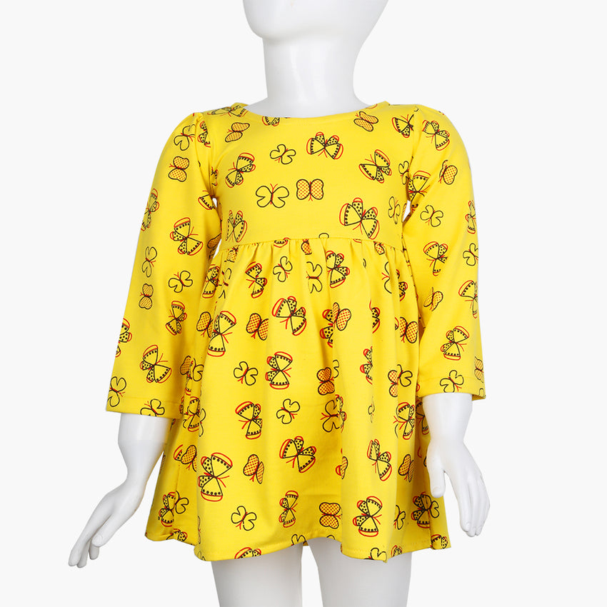 Girls Full Sleeves Frock - Yellow, Girls Frocks, Chase Value, Chase Value