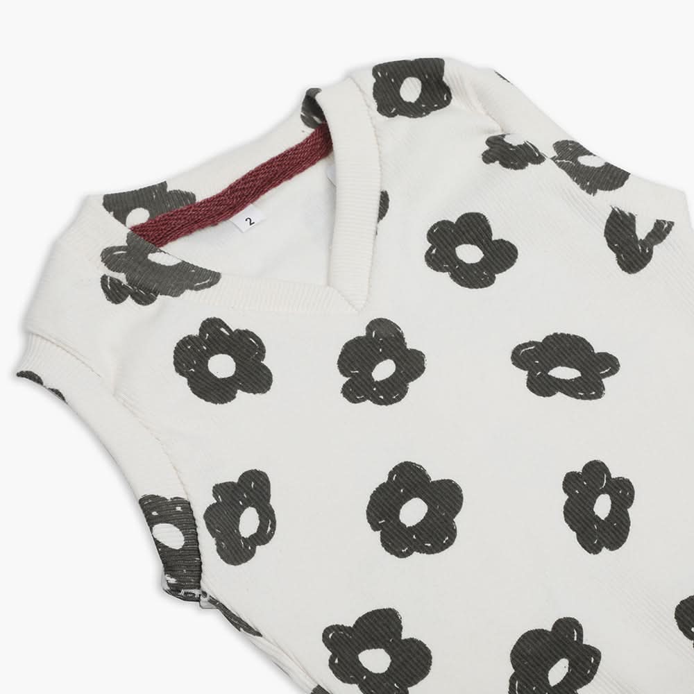 Newborn Girls Sleeveless Sweater - White, Newborn Girls Winterwear, Chase Value, Chase Value