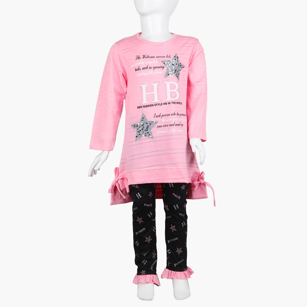 Girls Full Sleeves Tight Suit - Pink, Girls Suits, Chase Value, Chase Value