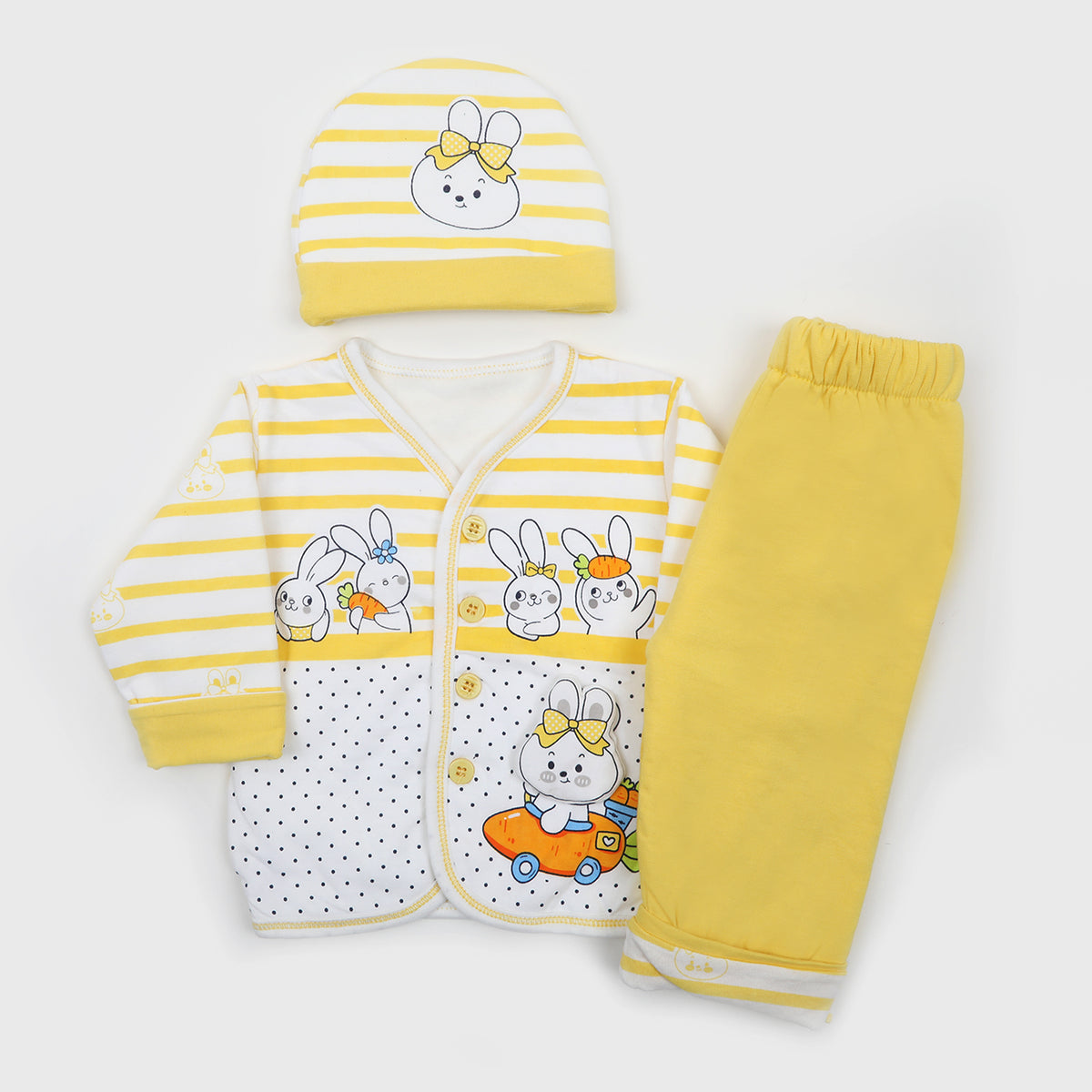 Newborn Girls Full Sleeves Suit - Yellow, Newborn Girls Sets & Suits, Chase Value, Chase Value