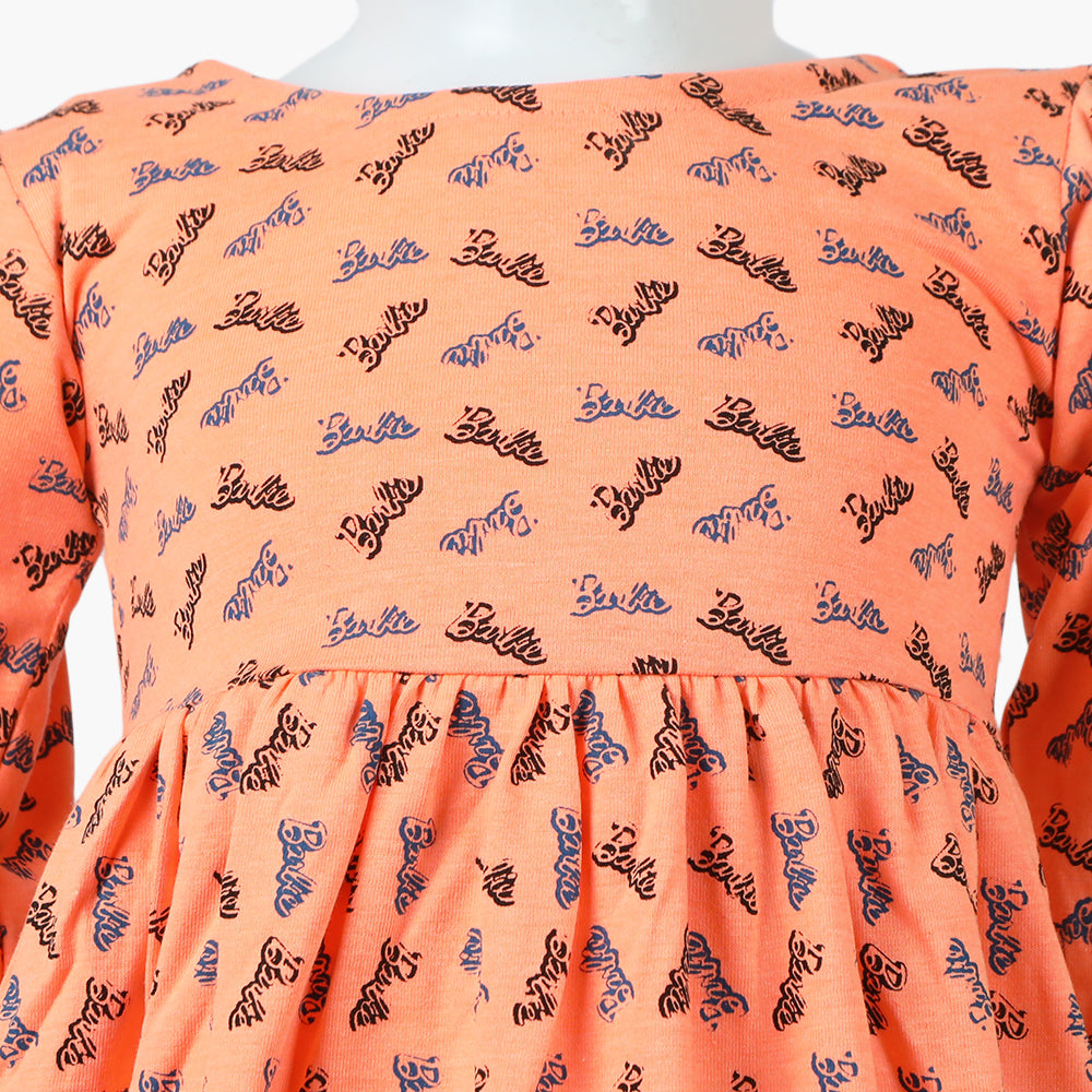 Girls Knitted Frock - Peach, Girls Frocks, Chase Value, Chase Value