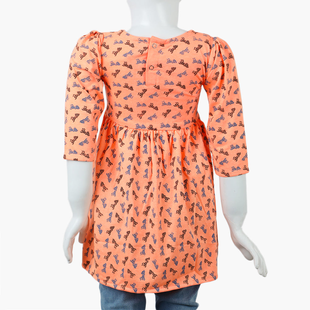 Girls Knitted Frock - Peach, Girls Frocks, Chase Value, Chase Value