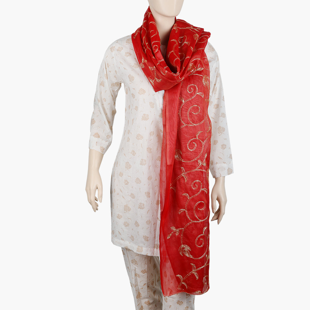 Women's Masoori Zari Dupatta - Red, Women Dupatta, Chase Value, Chase Value
