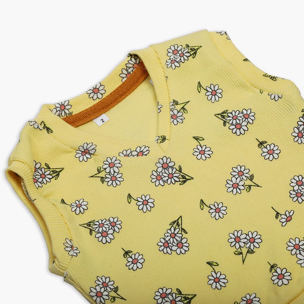 Newborn Girls Sleeveless Sweater - Yellow, Newborn Girls Winterwear, Chase Value, Chase Value
