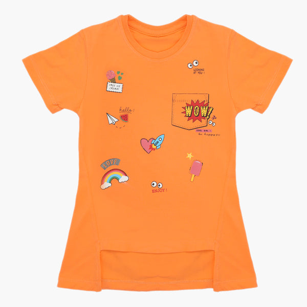 Eminent Girls Half Sleeves T-Shirt - Orange, Girls T-Shirts, Eminent, Chase Value