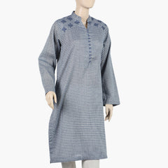 Women's Embroidered Stitched Kurti - Blue, Women Ready Kurtis, Chase Value, Chase Value