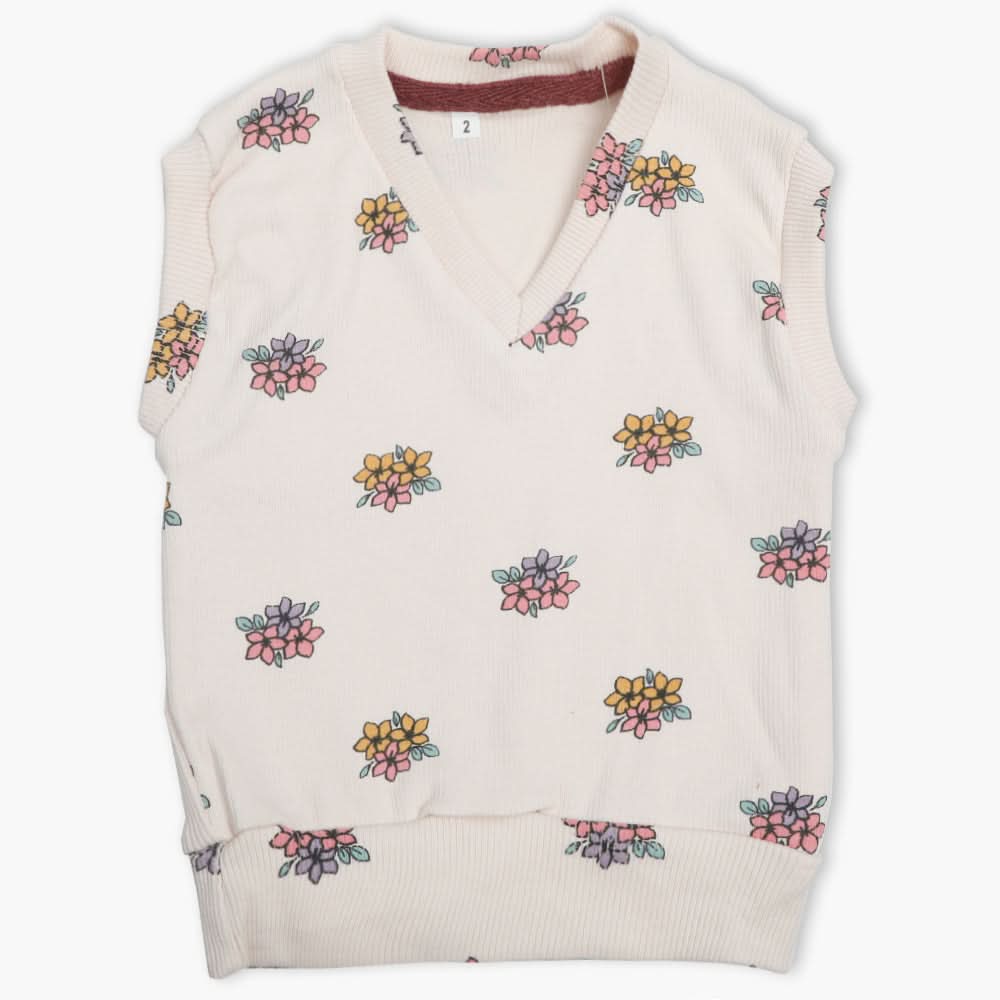 Newborn Girls Sleeveless Sweater - Skin, Newborn Girls Winterwear, Chase Value, Chase Value