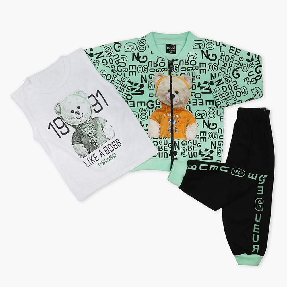Boys 3Pcs Suit - Cyan, Boys Sets & Suits, Chase Value, Chase Value