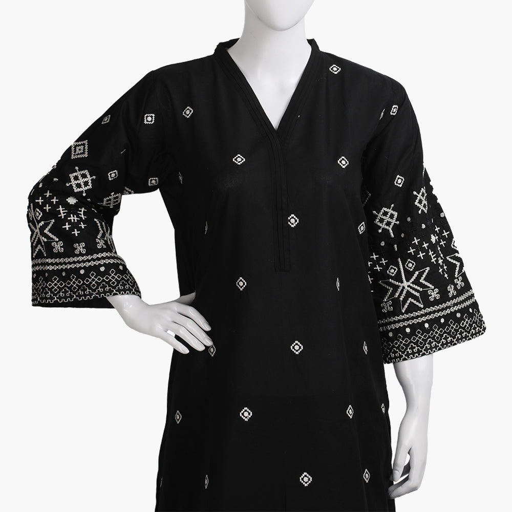 Women's Embroidered 2Pcs Suit - Black, Women Shalwar Suits, Chase Value, Chase Value
