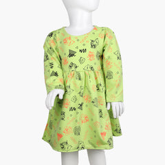 Girls Full Sleeves Frock - Light Green, Girls Frocks, Chase Value, Chase Value