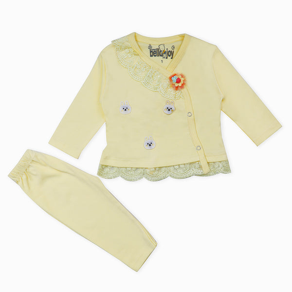 Newborn Girls Full Sleeves Suit - Lemon, Newborn Girls Winterwear, Chase Value, Chase Value