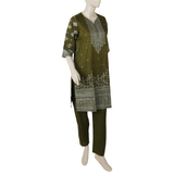 Women's Printed Stitched 03 pcs Suit - Olive Green, Women Shalwar Suits, Chase Value, Chase Value