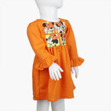 Girls Full Sleeves Frock - Orange, Girls Frocks, Chase Value, Chase Value