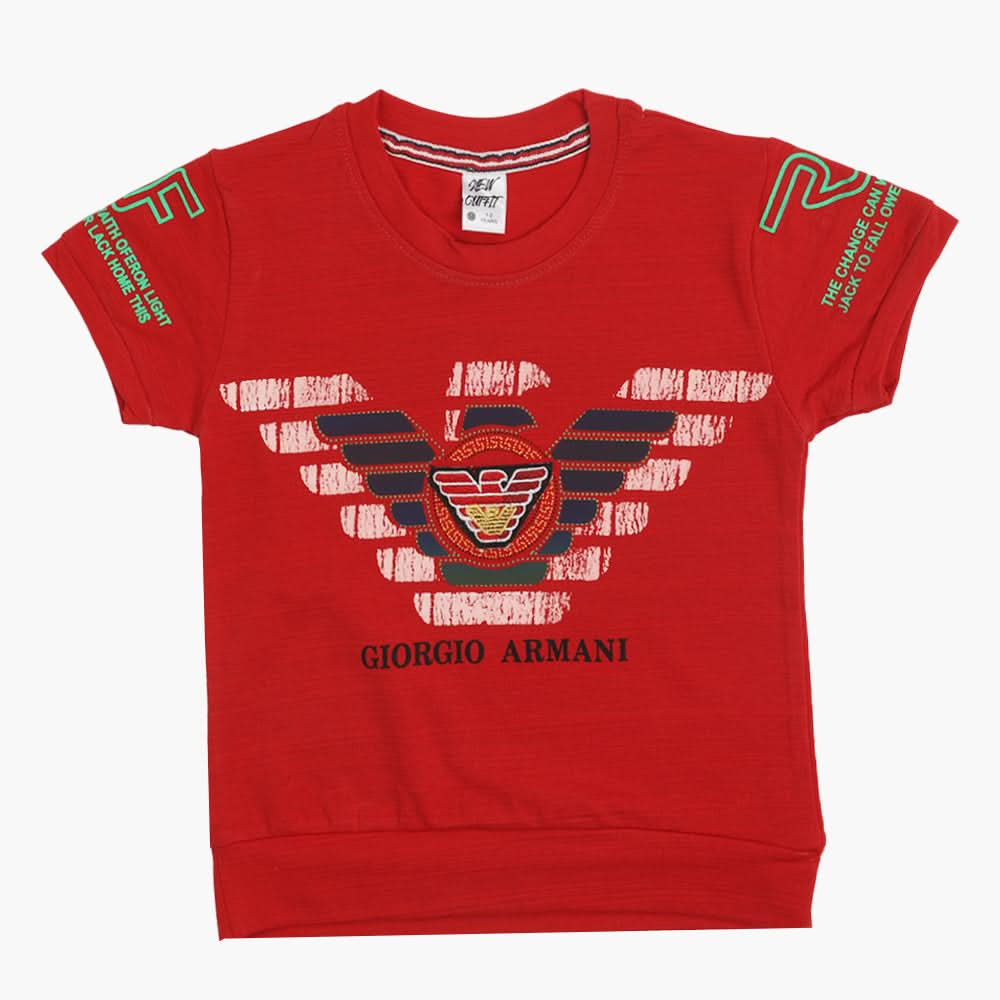 Boys Half Sleeves T-Shirt - Red, Boys T-Shirts, Chase Value, Chase Value