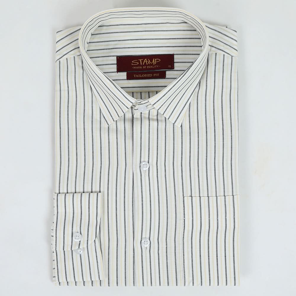 Men's Stamp Formal Shirt Stripe - Blue & Yellow, Men's Shirts, Chase Value, Chase Value