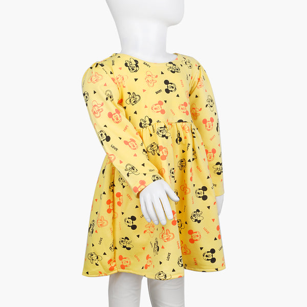 Girls Full Sleeves Frock - Yellow, Girls Frocks, Chase Value, Chase Value