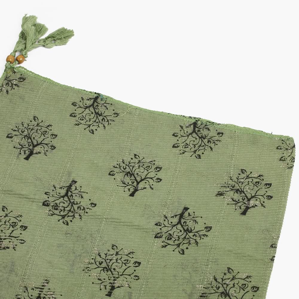 Women's Cotton Gold Print Scarf - Green, Women Shawls & Scarves, Chase Value, Chase Value