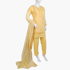 Women's Fancy 3Pcs Suit - Yellow, Women Shalwar Suits, Chase Value, Chase Value
