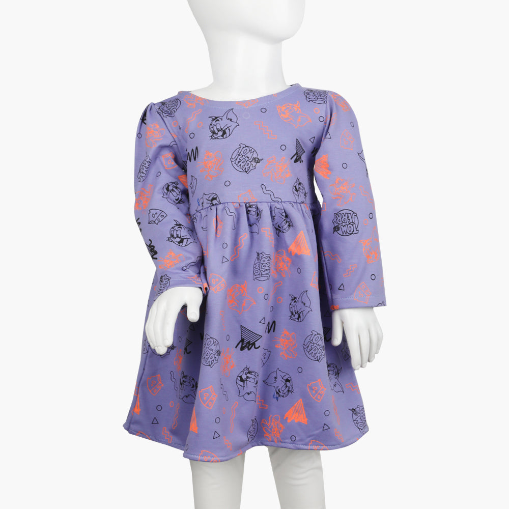 Girls Full Sleeves Frock - Purple, Girls Frocks, Chase Value, Chase Value