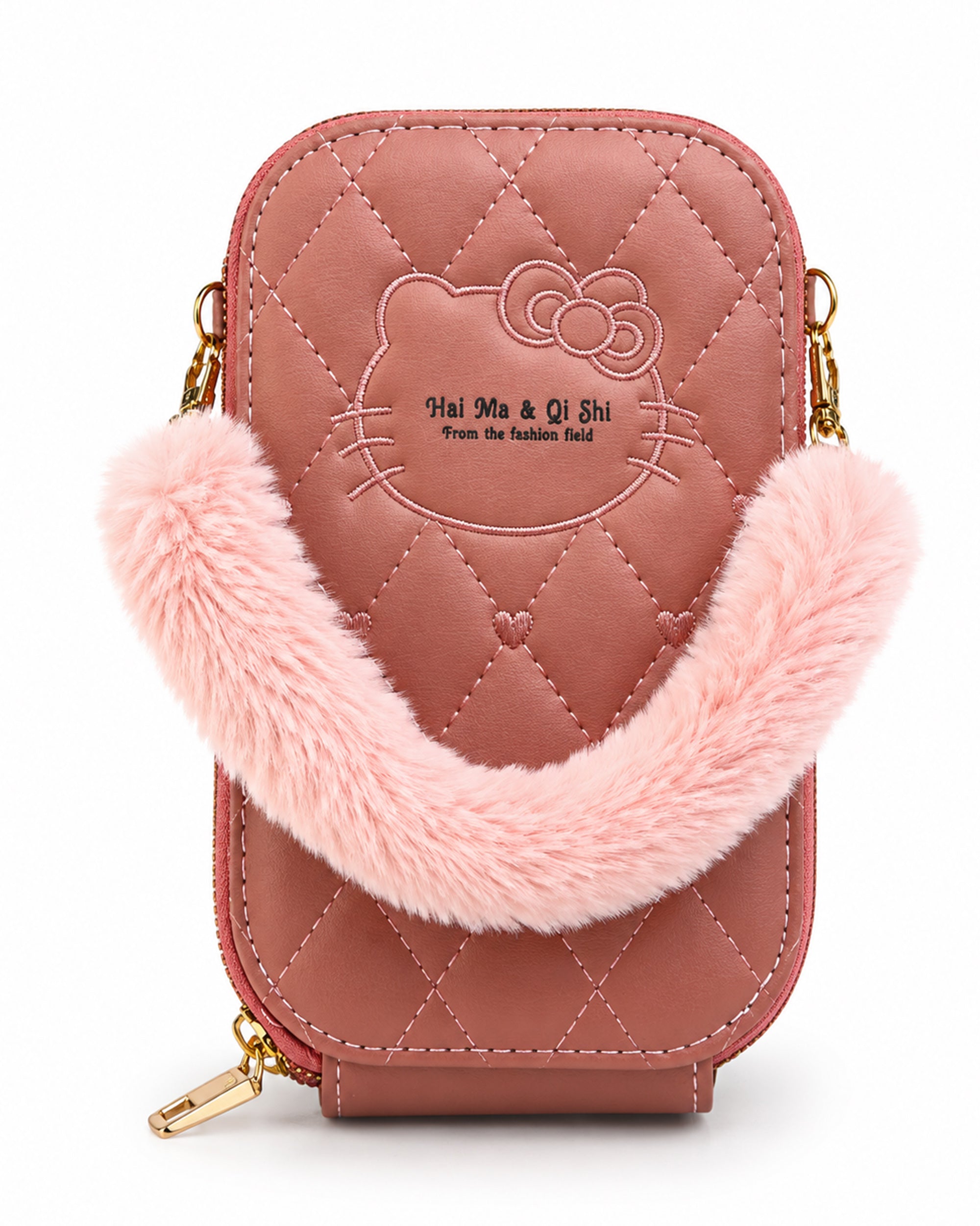 Women's Wallet with Fur Handle