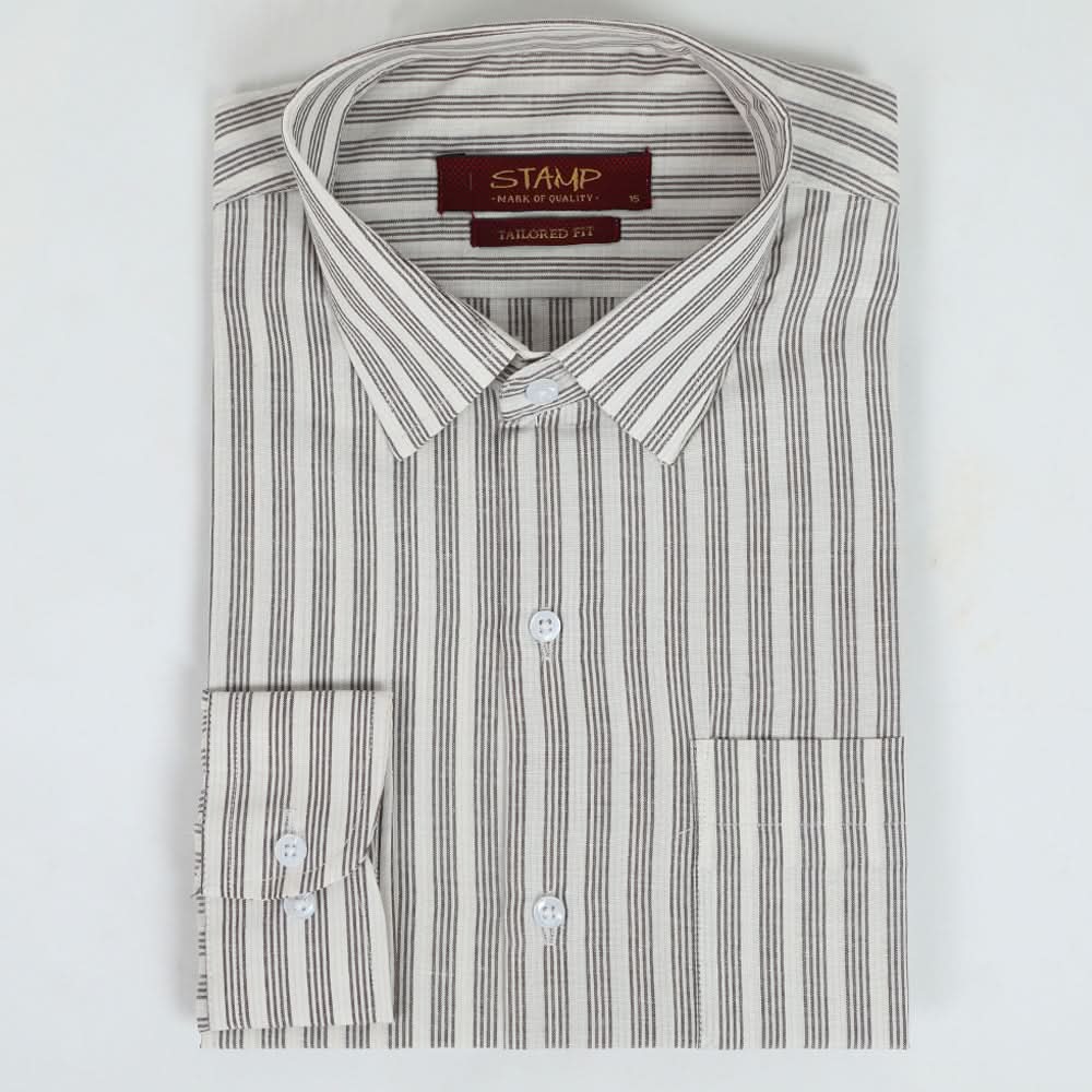 Men's Stamp Formal Shirt Stripe - Brown, Men's Shirts, Chase Value, Chase Value