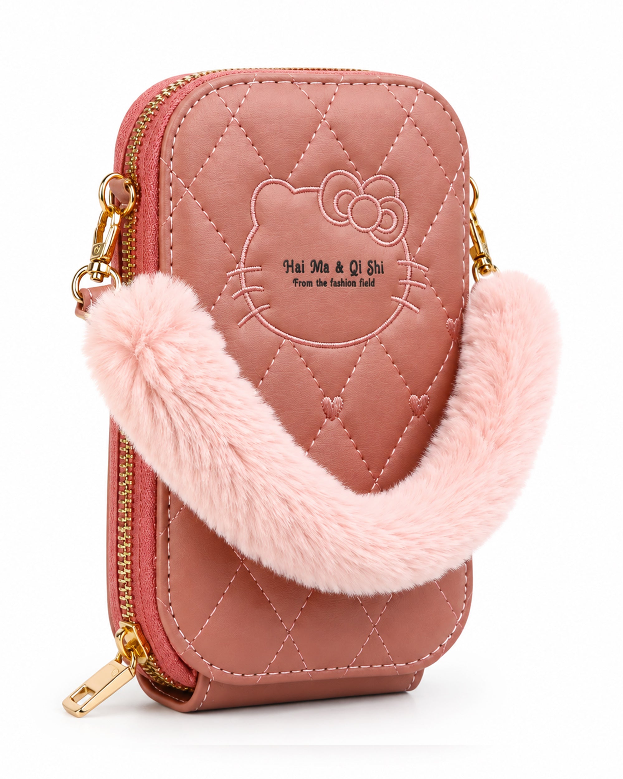 Women's Wallet with Fur Handle