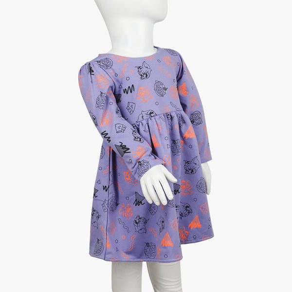 Girls Full Sleeves Frock - Purple, Girls Frocks, Chase Value, Chase Value