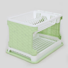 Solid Multifunctional Dish Rack - White & Green