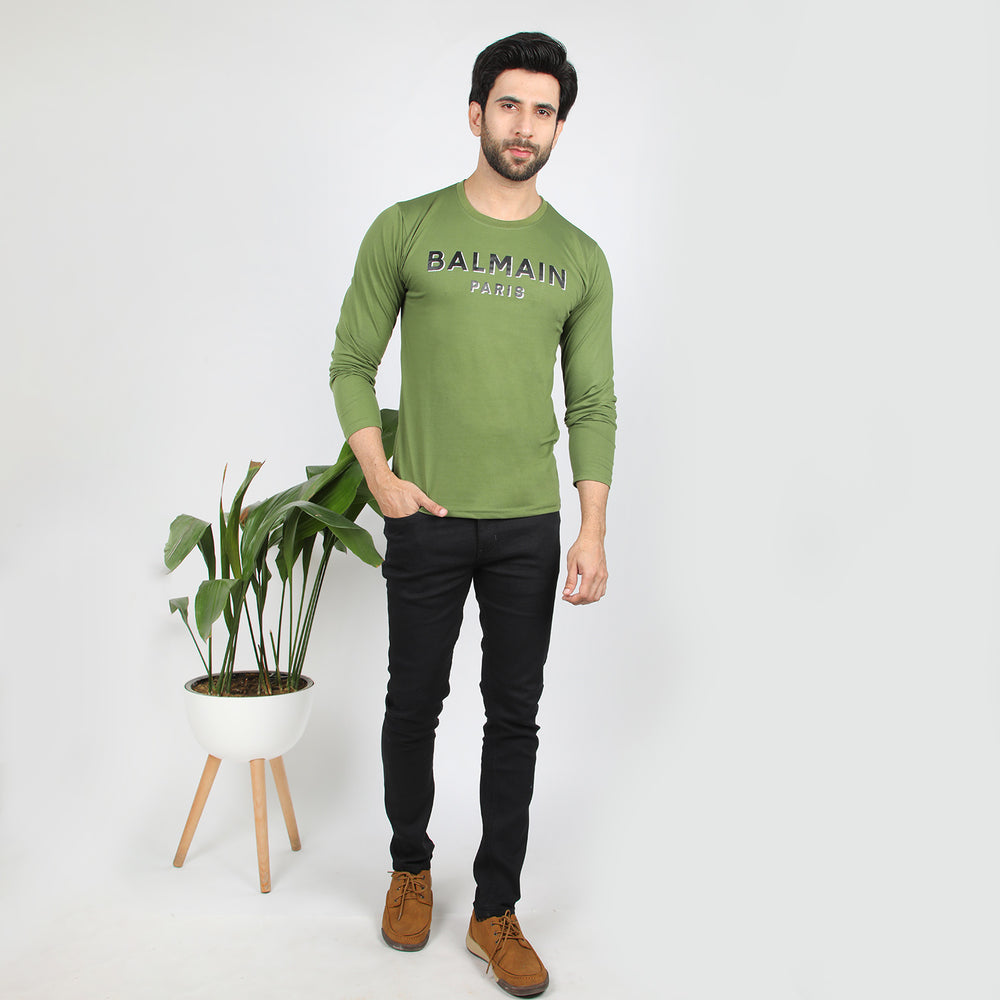 Men's Full Sleeves T-Shirt - Olive Green, Men's T-Shirts & Polos, Chase Value, Chase Value