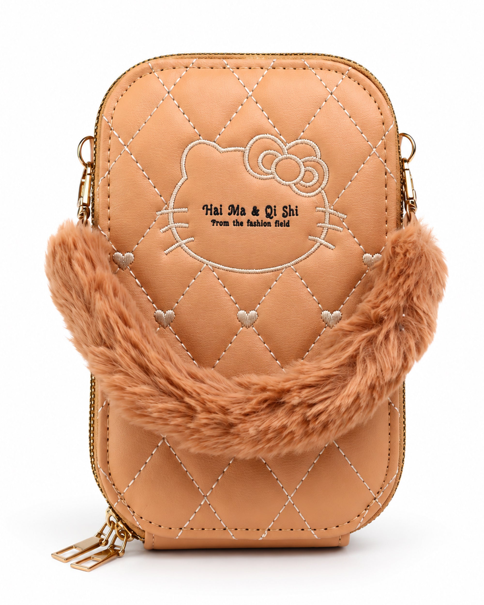 Women's Wallet with Fur Handle