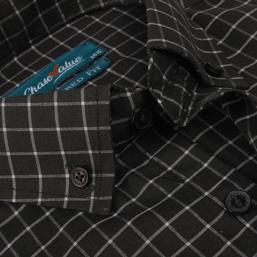 Men's Formal Check Shirt - Black, Men's Shirts, Chase Value, Chase Value