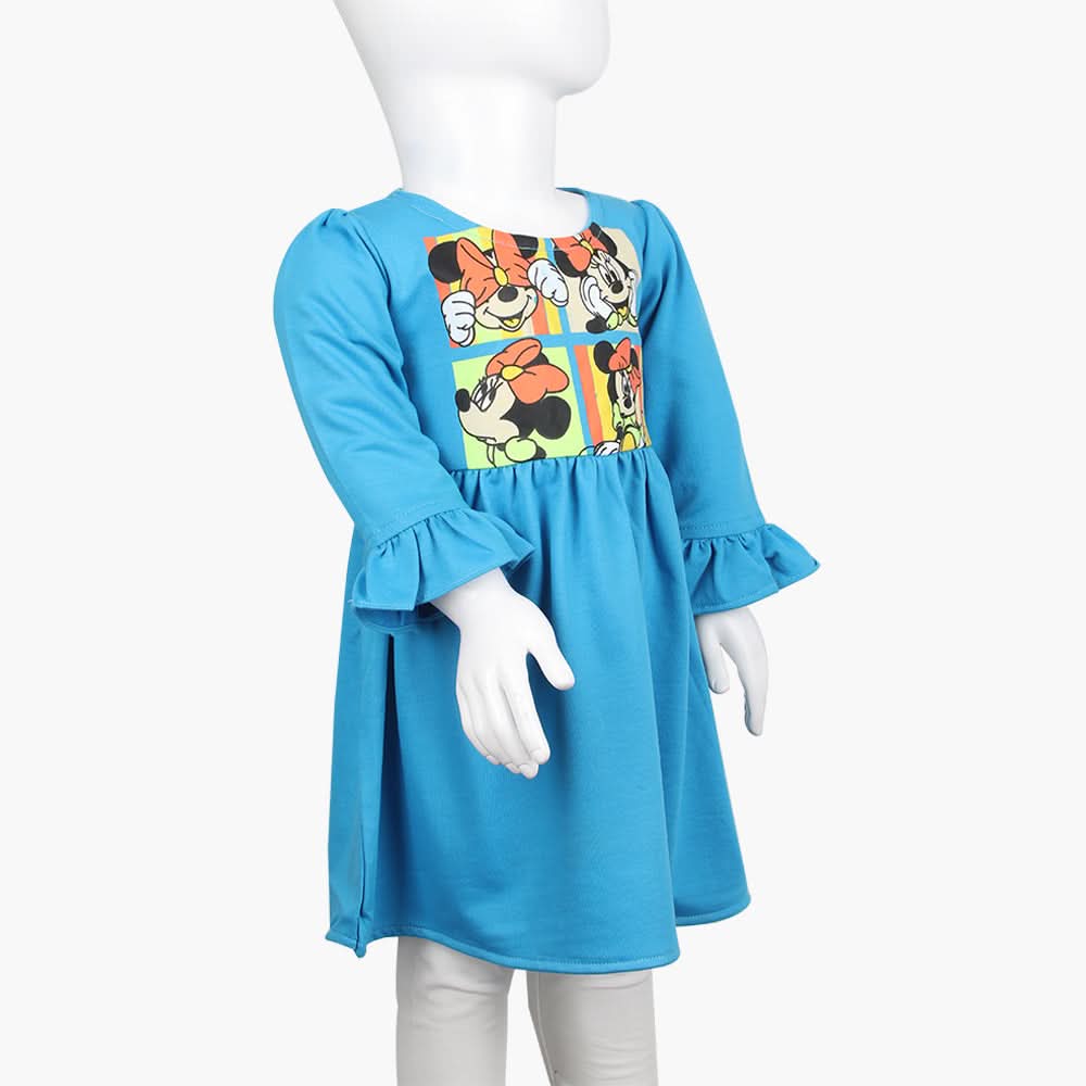 Girls Full Sleeves Frock - Blue, Girls Frocks, Chase Value, Chase Value