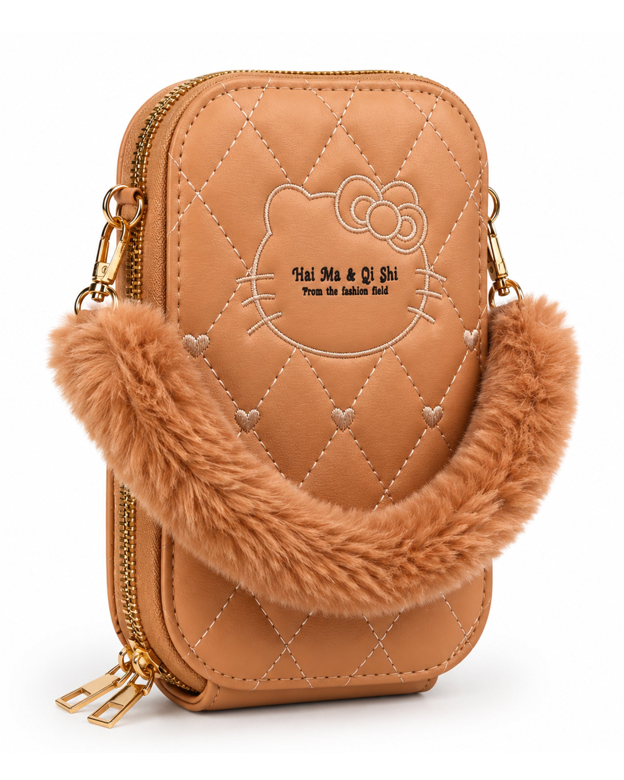 Women's Wallet with Fur Handle