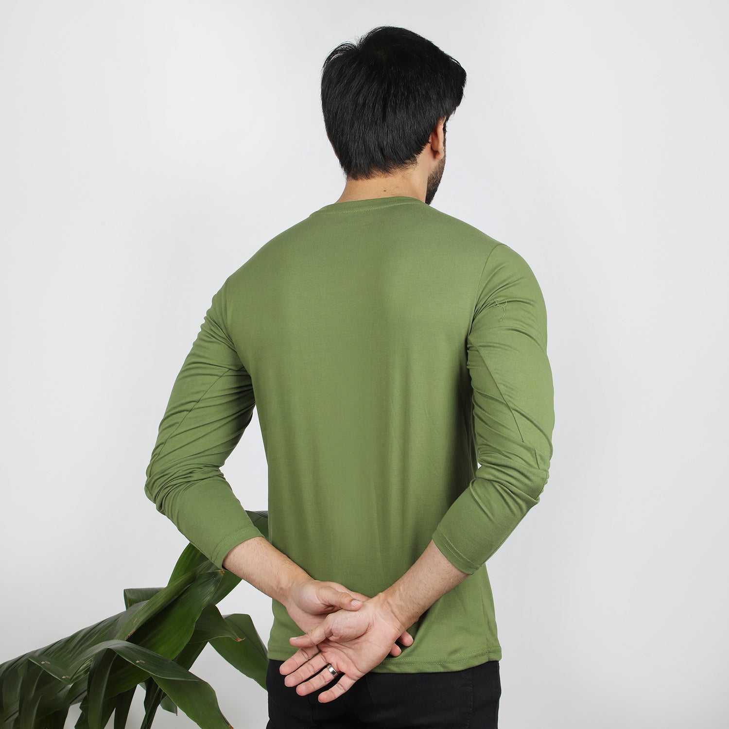 Men's Full Sleeves T-Shirt - Olive Green, Men's T-Shirts & Polos, Chase Value, Chase Value