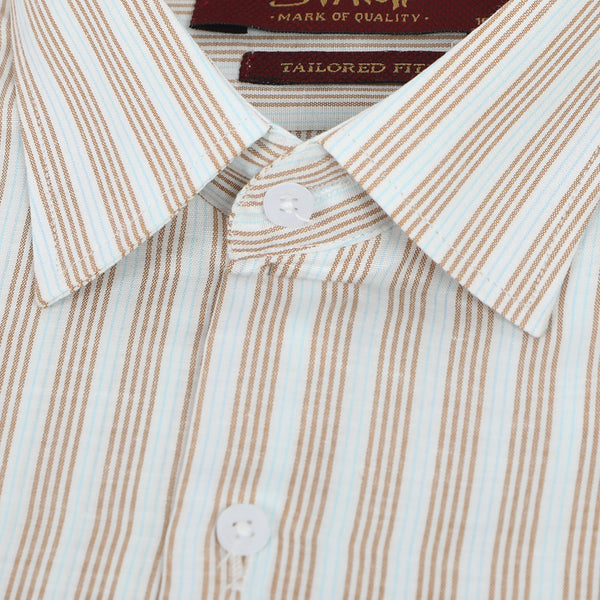 Men's Stamp Formal Shirt Stripe - Beige, Men's Shirts, Chase Value, Chase Value