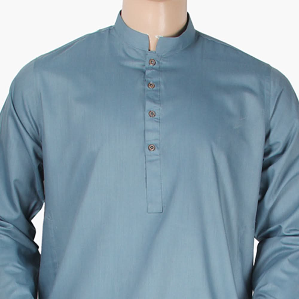 Men's Mashriq Slim Fit Kurta - Steel Blue, Men's Kurtas, Chase Value, Chase Value
