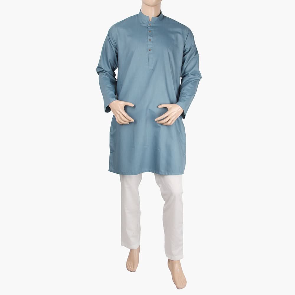 Men's Mashriq Slim Fit Kurta - Steel Blue, Men's Kurtas, Chase Value, Chase Value