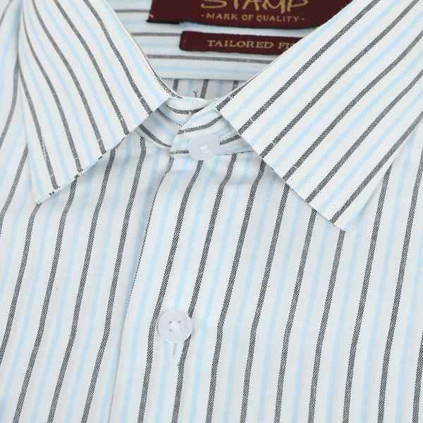 Men's Stamp Formal Shirt Stripe - Grey & Blue