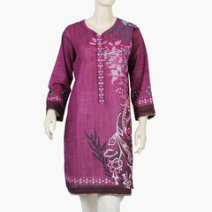 Women's Printed Khaddar Kurti - Purple