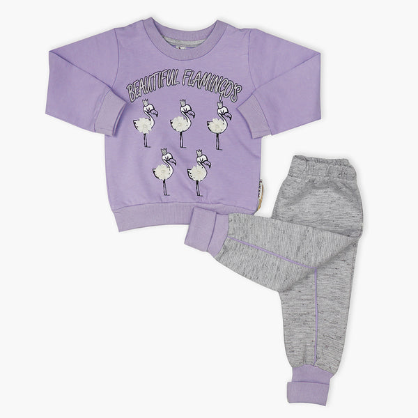 Newborn Girls Full Sleeves Suit - Purple