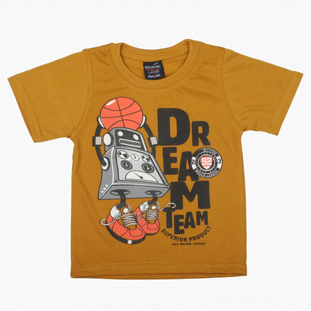 Boys Half Sleeves T-Shirt - Mustard, Boys T-Shirts, Chase Value, Chase Value