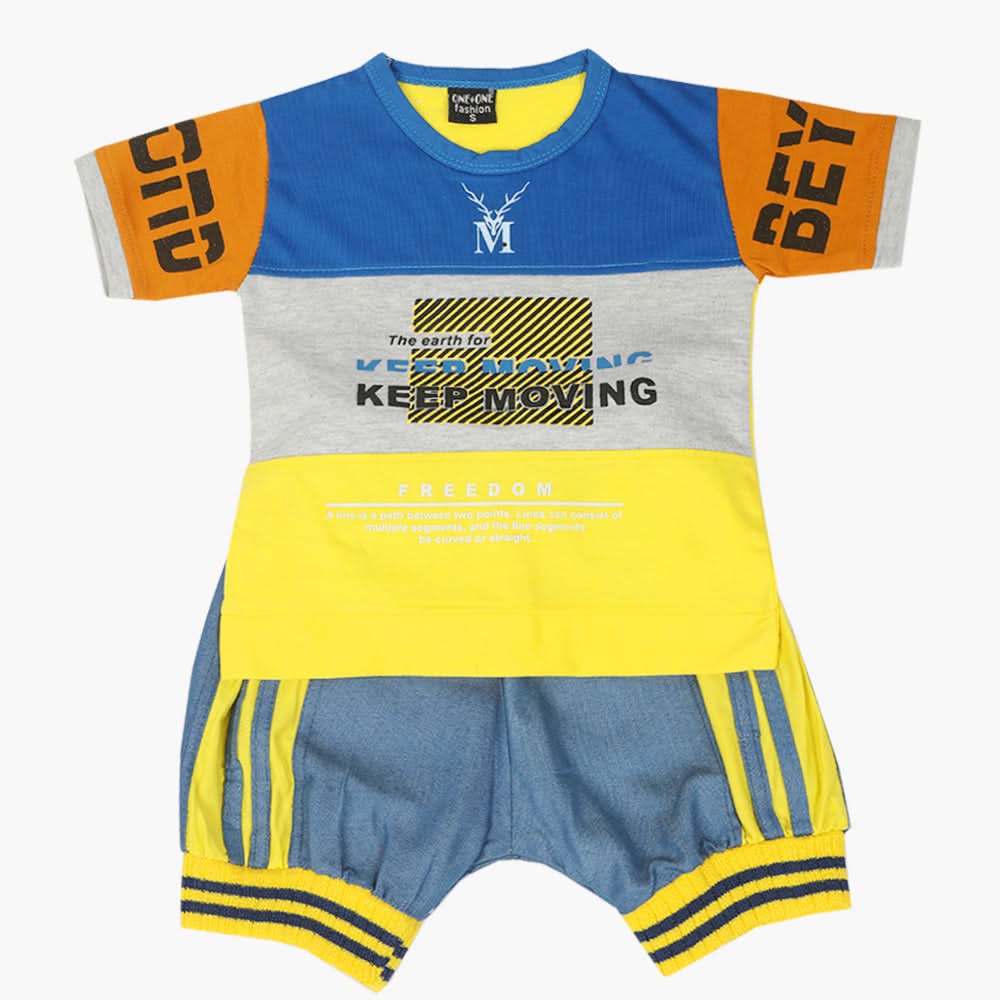 Boys Half Sleeves Suit - Yellow, Boys Sets & Suits, Chase Value, Chase Value