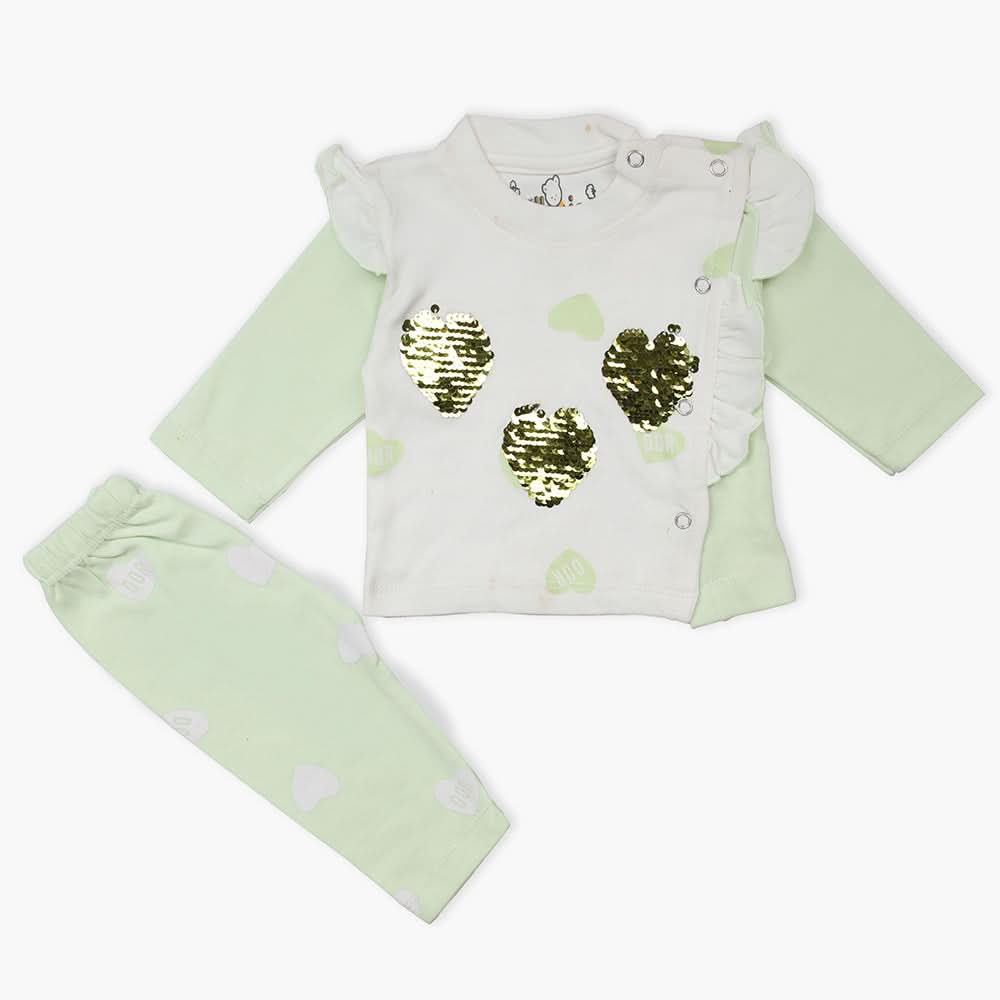 Newborn Girls Full Sleeves Suit - Green, Newborn Girls Winterwear, Chase Value, Chase Value