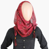 Women's Cotton Gold Print Scarf - Maroon, Women Shawls & Scarves, Chase Value, Chase Value