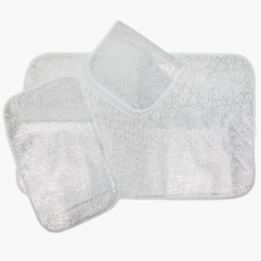 Fancy Runner & Mat 3pcs Set - Silver, Mats, Chase Value, Chase Value