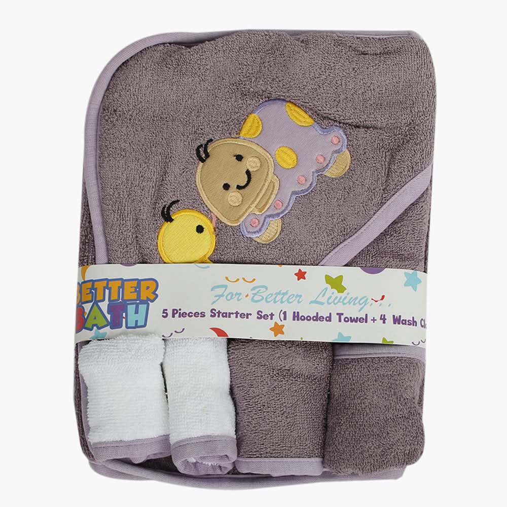 Newborn Hooded Towel 4pcs Set - Purple, Bath Towels, Chase Value, Chase Value